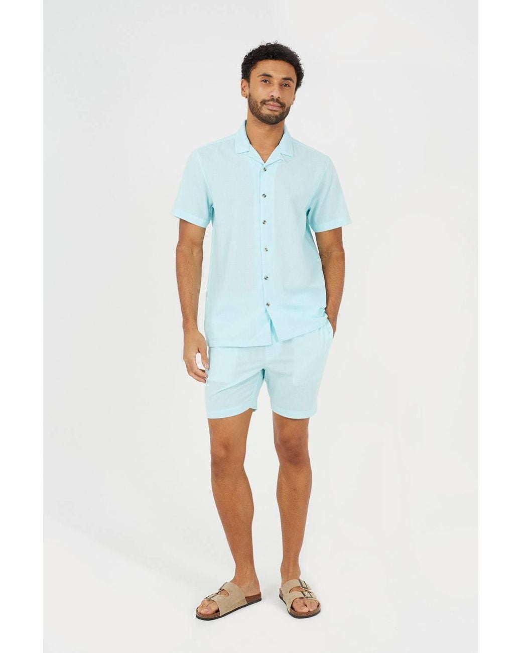 Brave Soul Blue Seersucker Shorts for men