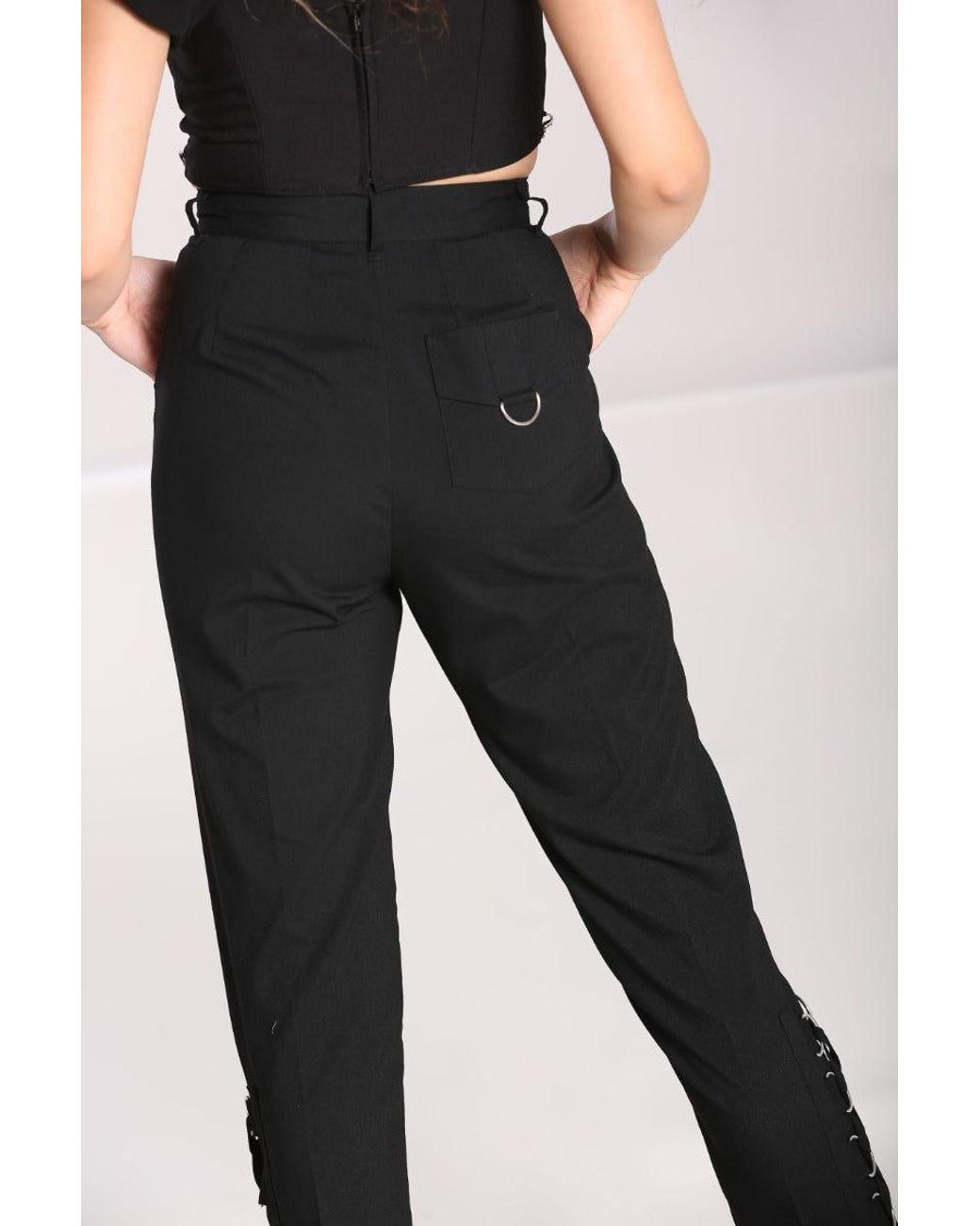 Hell Bunny Black Tifa Tapered Leg Cropped Trouser
