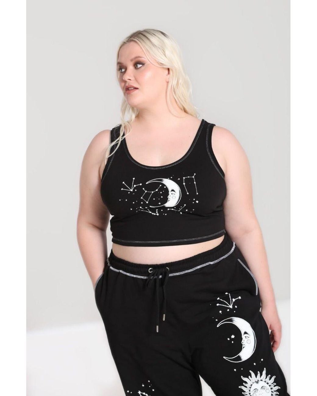 Hell Bunny Black Solaris Printed Loungewear Crop Top