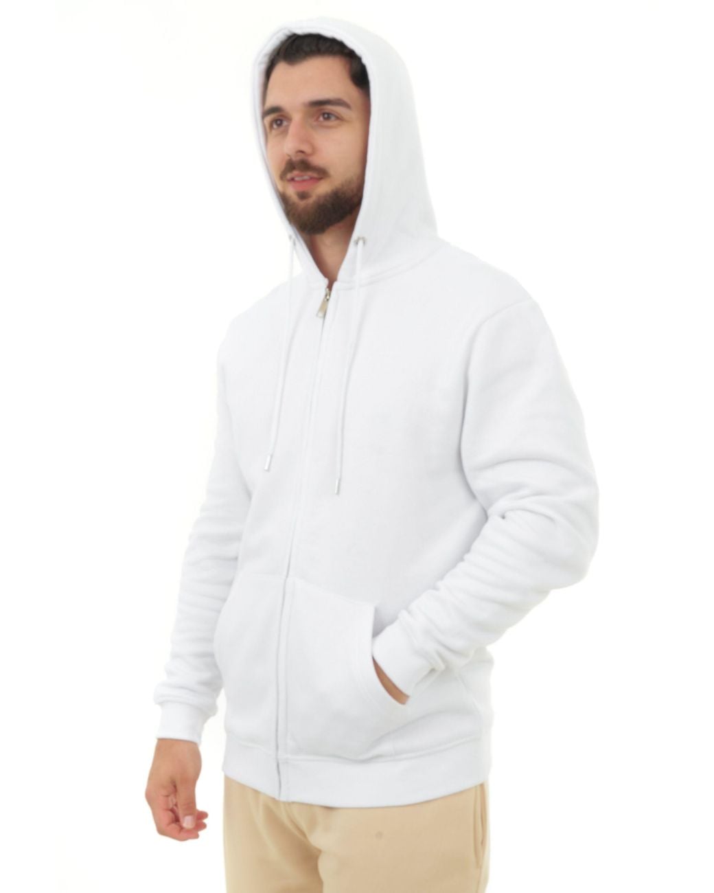 Smart Living White Zip-Up Hoodie for men