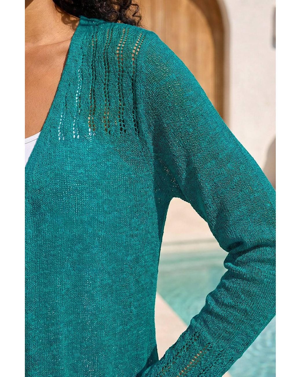 Roman Blue Textured Knit Shrug