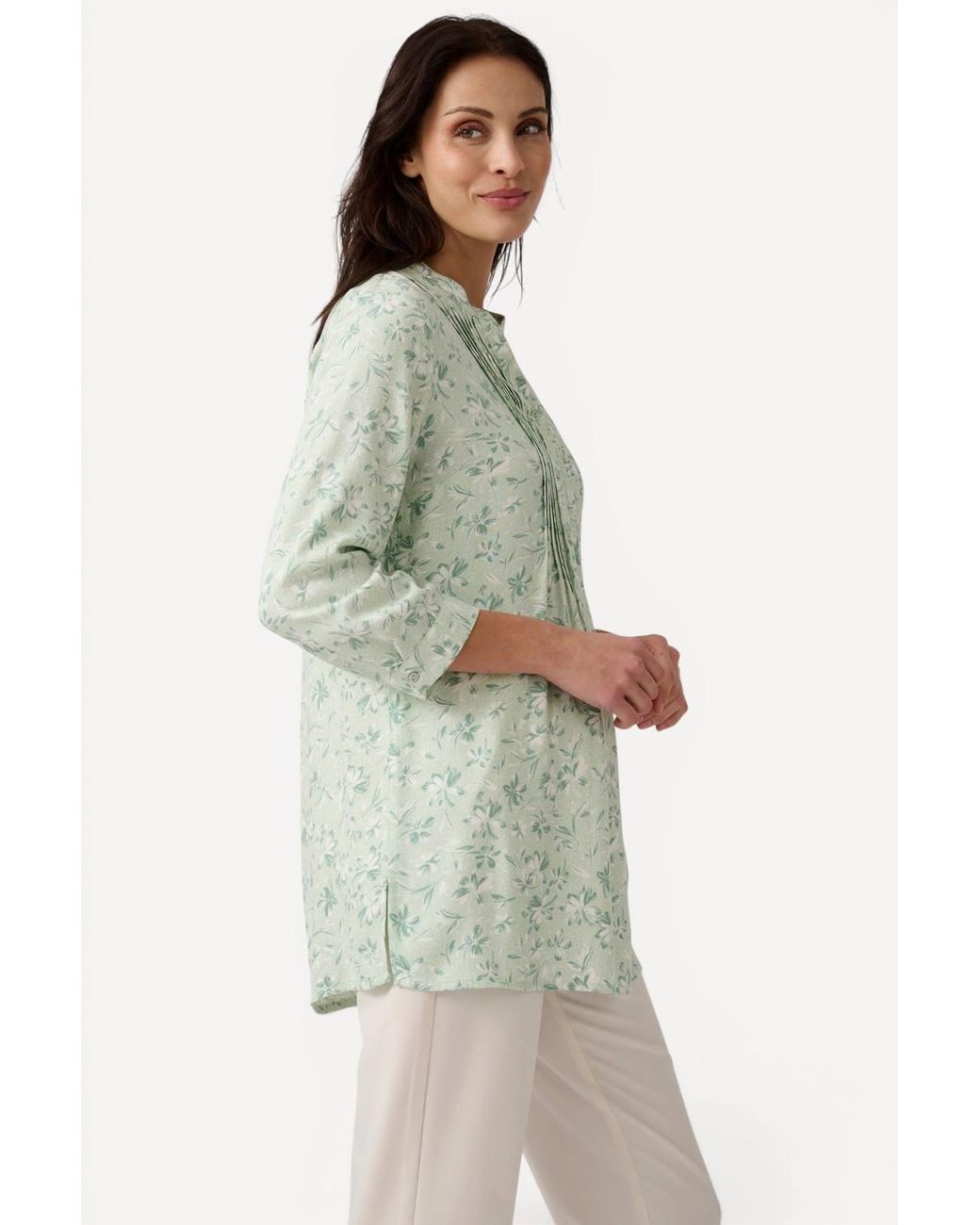 DAMART Green Printed Front-Pleat Tunic