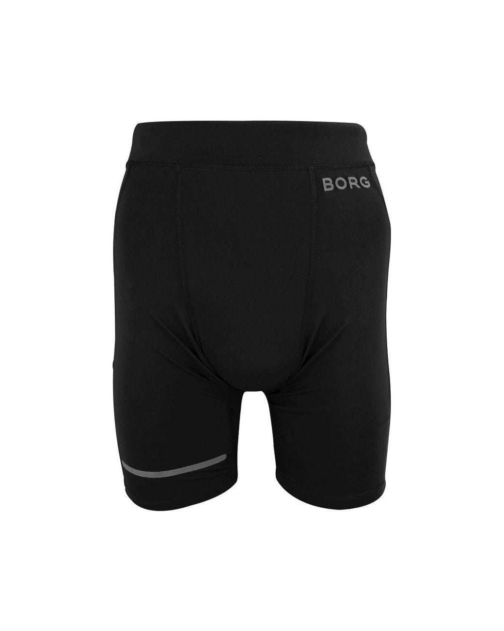 Björn Borg Black Running Short Tights With Reflective Strip for men