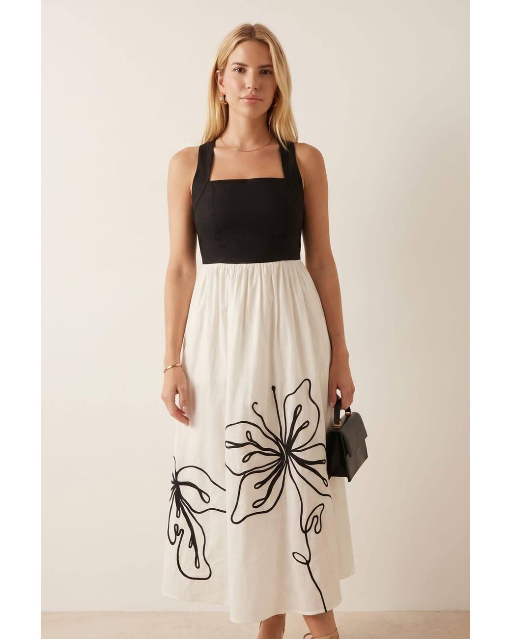 Style Cheat Multicolor Mono Embroidered 2In1 Dress