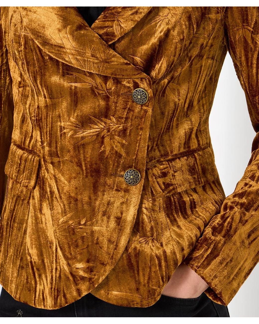 Joe Browns Brown Velour Leaf Print Jacket
