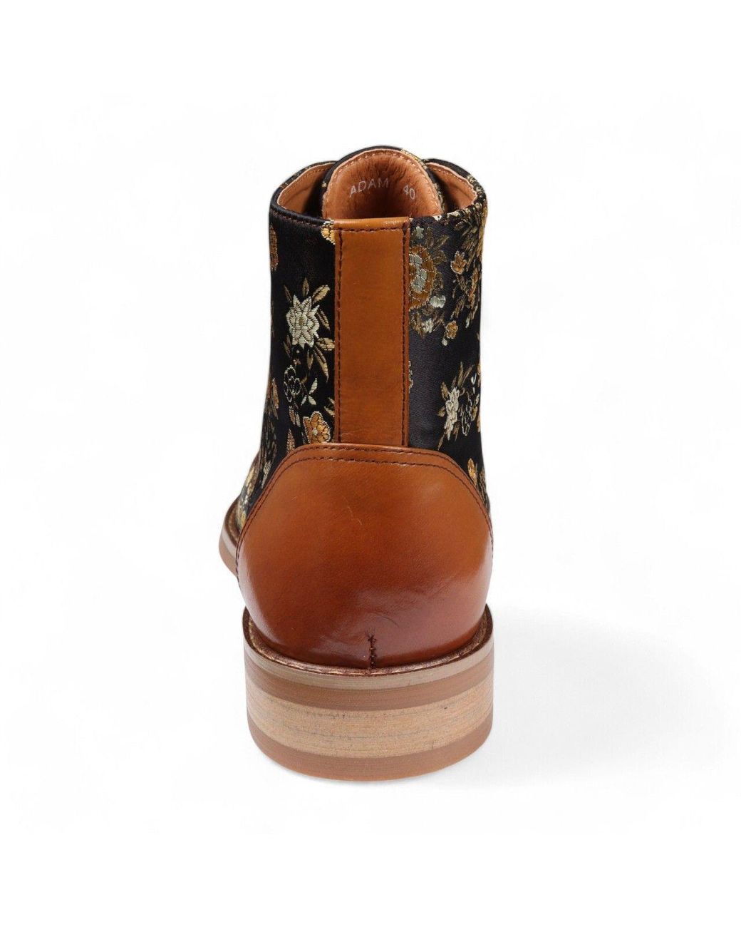 Infinity Leather Brown Floral Print Leather Oxford Ankle Boots for men