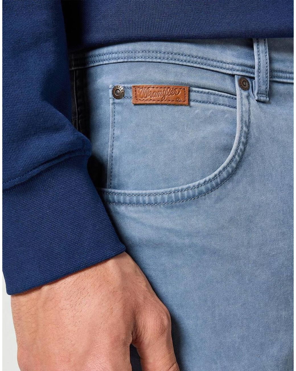 Wrangler Blue Texas Stratch Grisaille Chino Trouser For for men