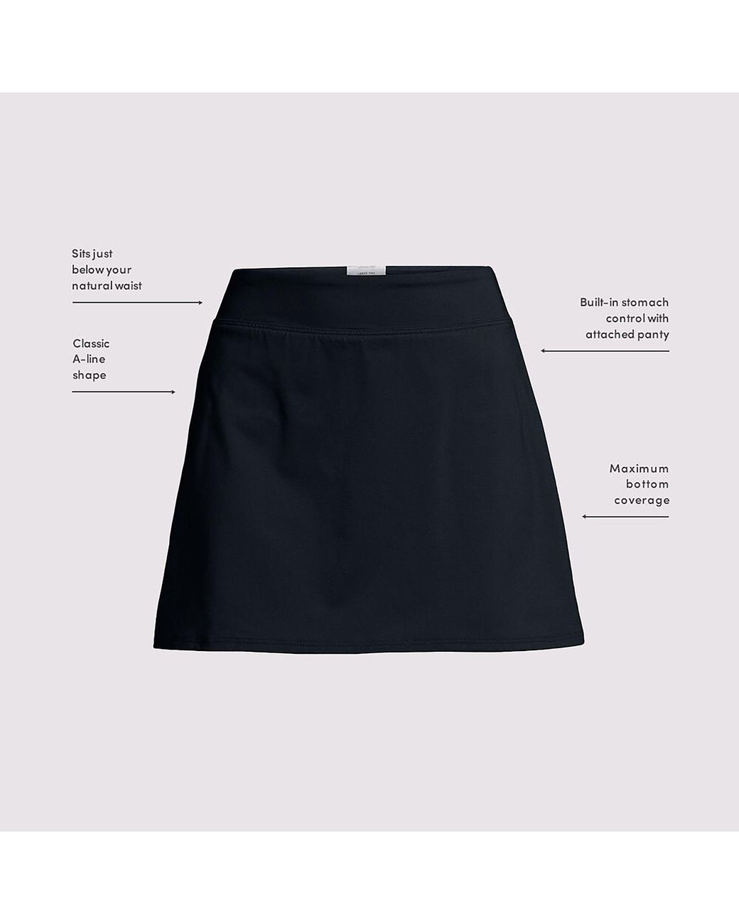Lands' End Black Plus Tummy Control Swim Skirt