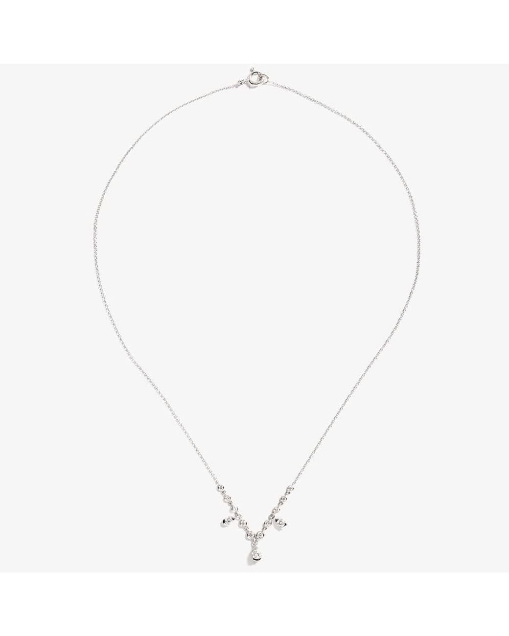 T.H.Baker Metallic 18Ct 0.52Ct Brilliant Cut Diamond Dropper Necklet Fzay 18Kw