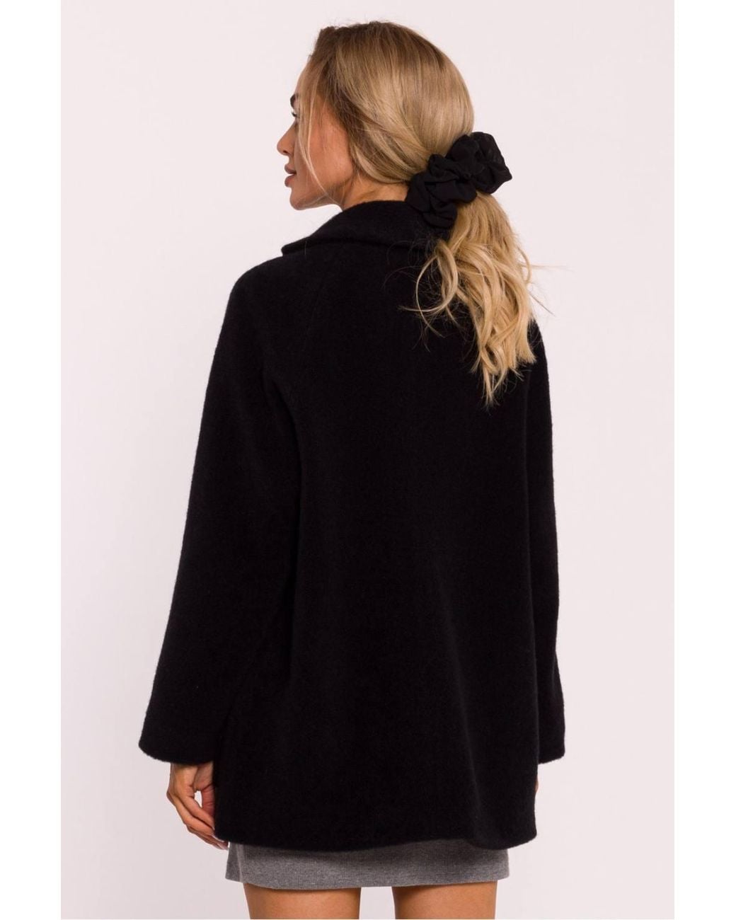 Love Lace Black Oversized Lined Teddy Coat With Pockets