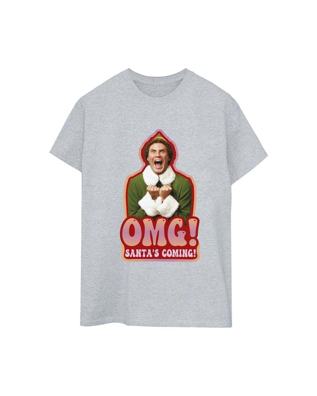 Elf Gray Santa's Coming Cotton Boyfriend T-Shirt