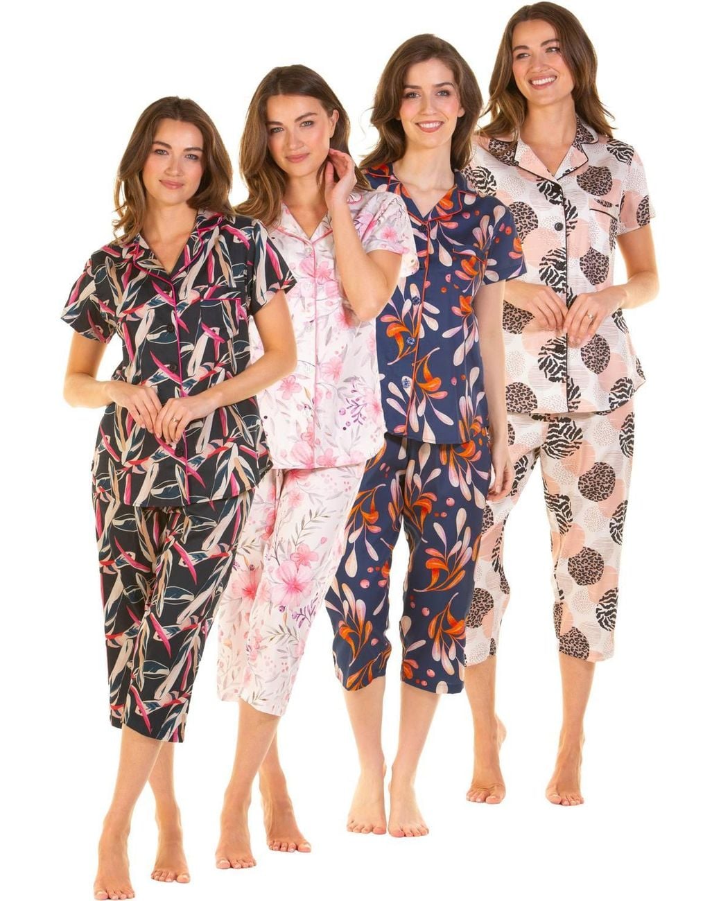 Wisteria Lane Blue 100% Combed Cotton Poplin Cropped Pyjama Set