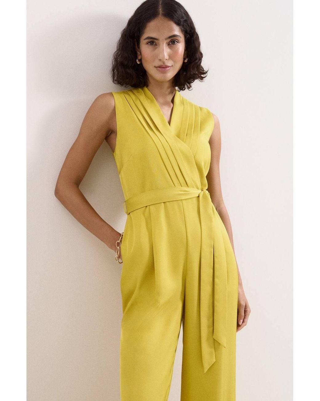 Phase Eight Yellow Taylor High-Waist Wrap Jumpsuit