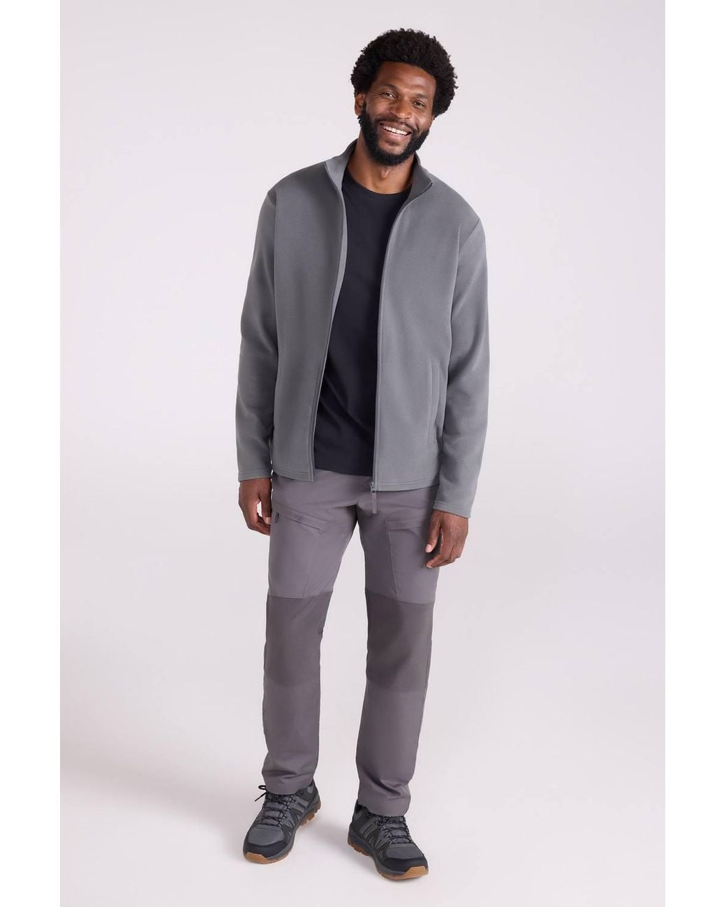 Mountain Warehouse Gray 'Raso' Warm Comfortable Full Zip Lightweight Outdoor Fleece Jumper for men