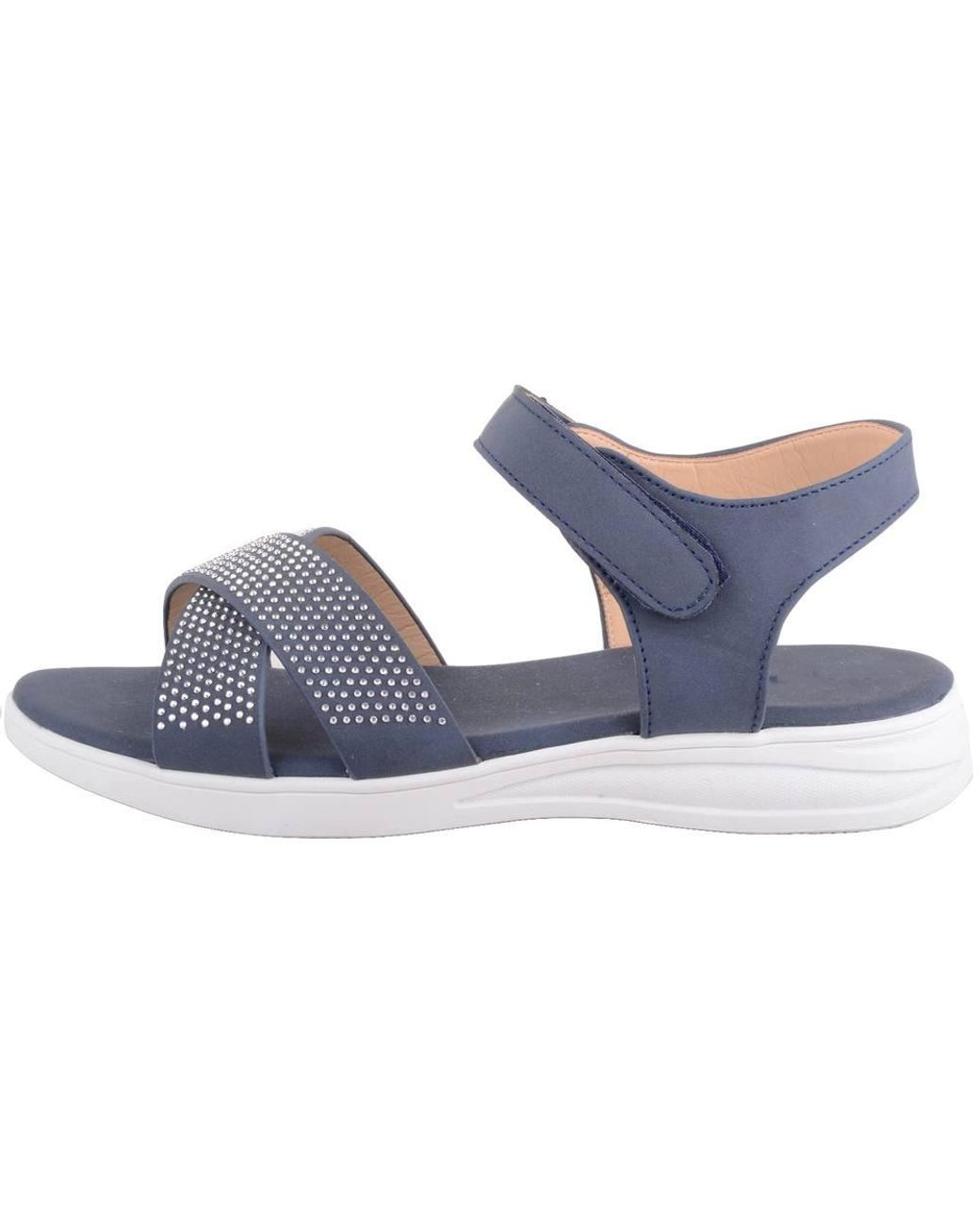 Absolute Footwear Blue Sequin Diamante Touch & Close Summer Holiday Evening Sandals