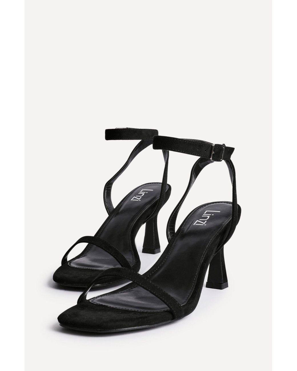 Linzi Black Elevate Faux Suede Barely There Stiletto Heeled Sandals