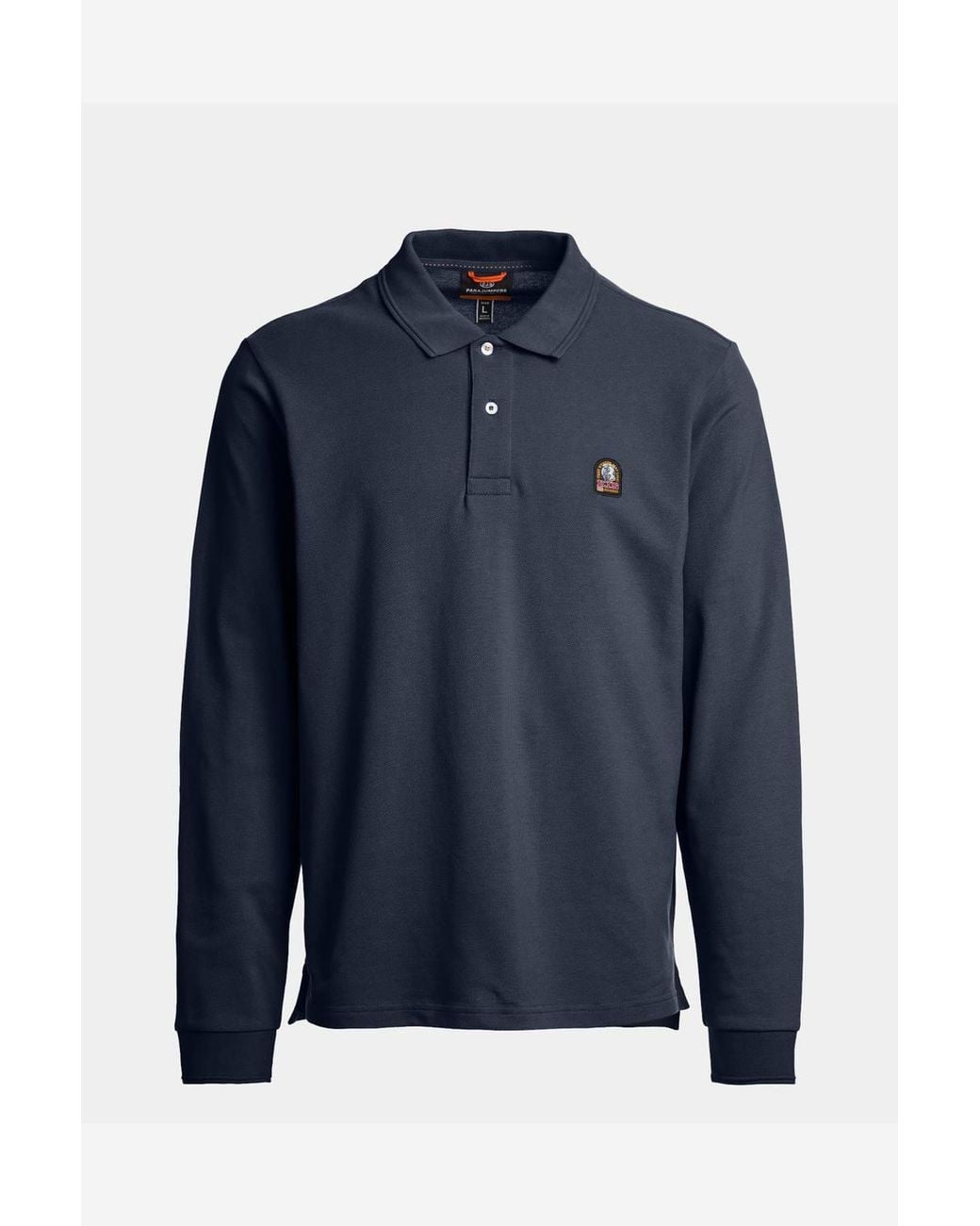 Parajumpers Blue Long Sleeve Collared Logo Detail Polo Shirt for men