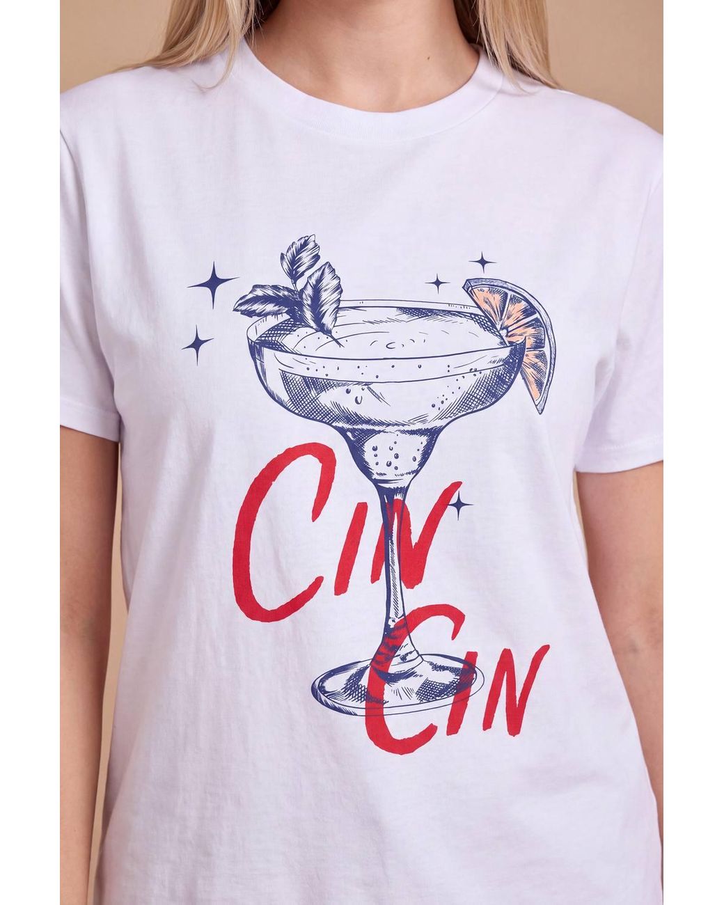 Dorothy Perkins Blue Cocktail Cin Cin Graphic T-Shirt