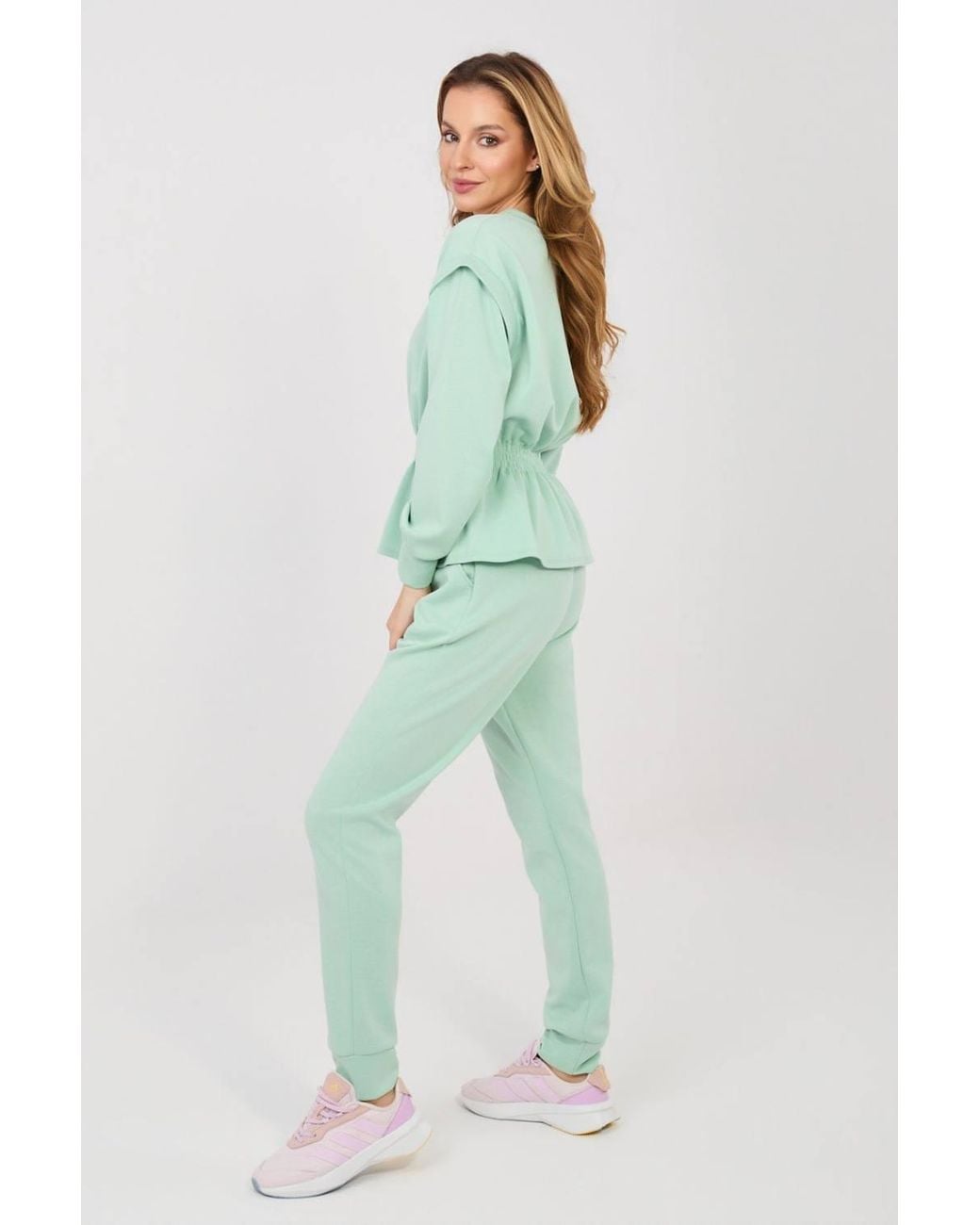 Love Lace Green Viscose High Waisted Sweatshirt Tracksuit With Pockets