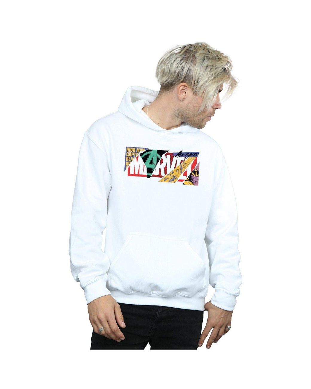Marvel White Collage Logo Hoodie for men
