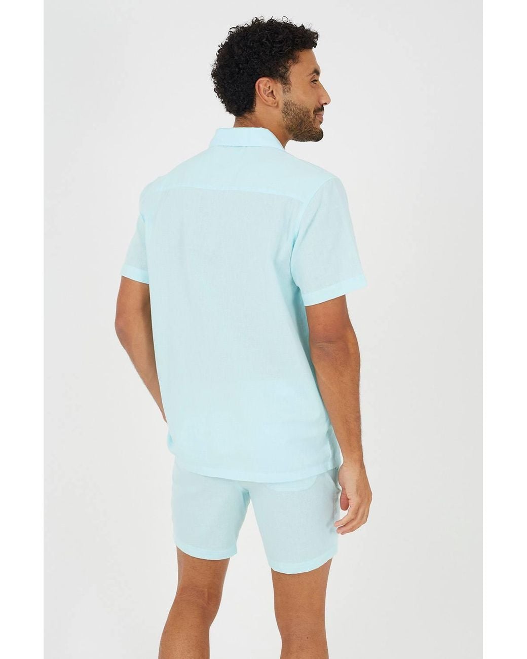Brave Soul Blue Seersucker Shorts for men