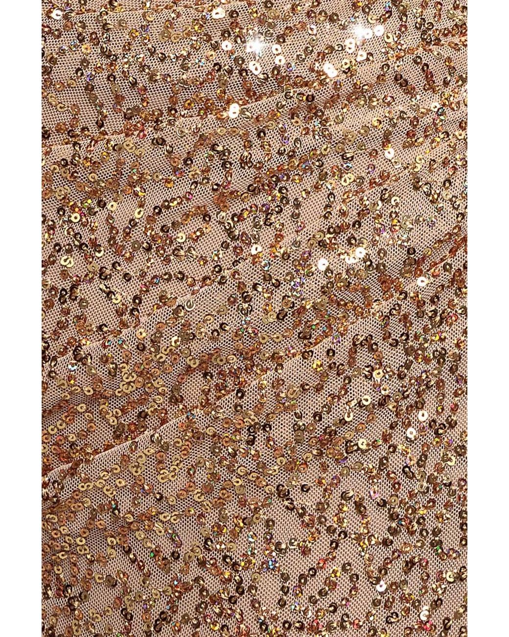 Goddiva Brown Cap Sleeve Iridescent Sequin Cowl Maxi Dress