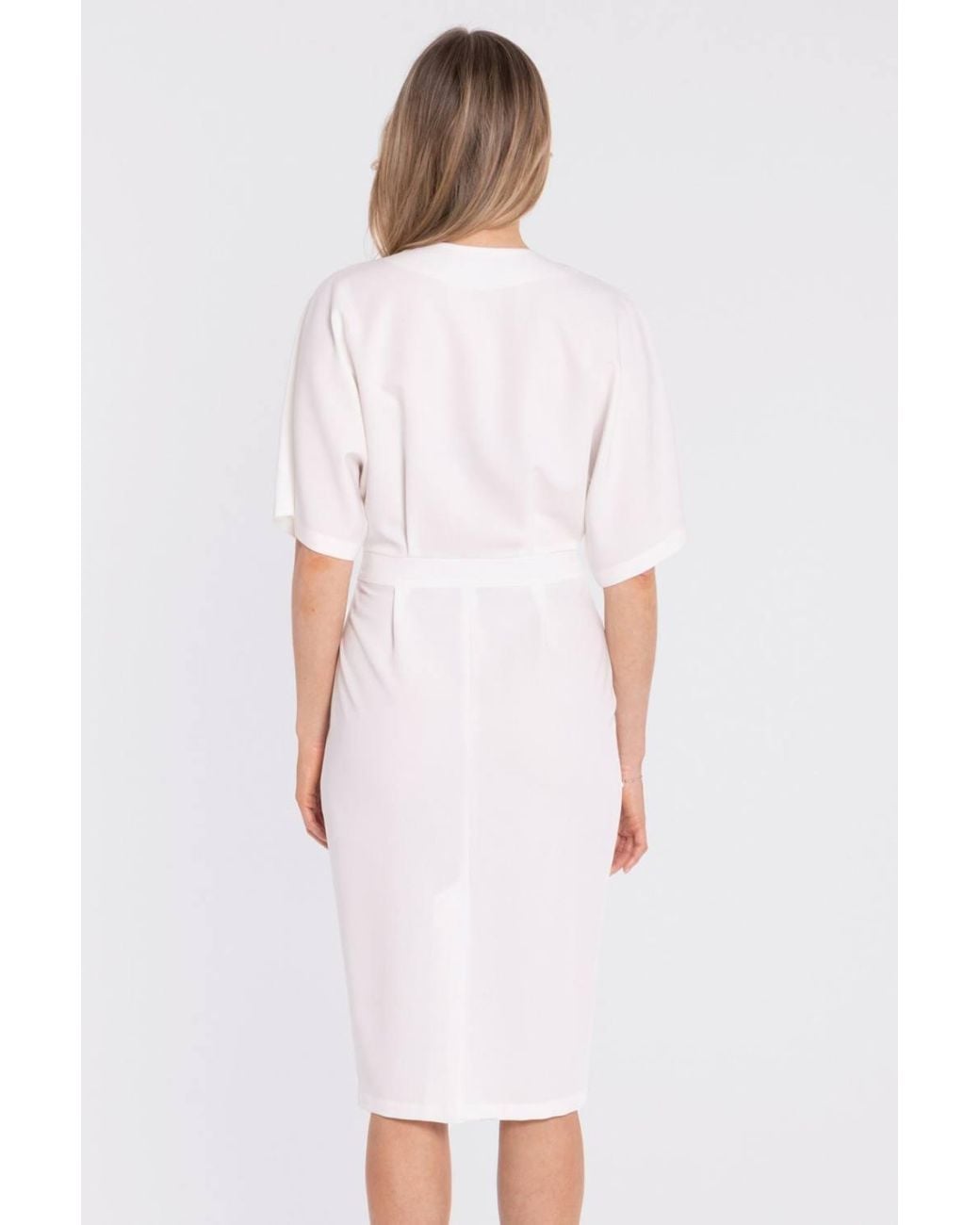 Love Lace White Viscose Midi Short Sleeve Dress