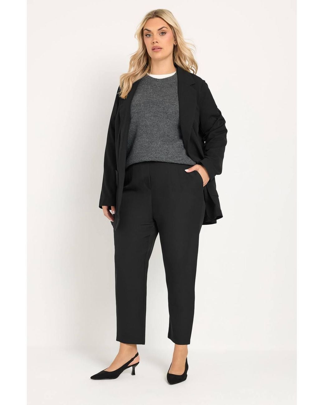 Yours Black Darted Waist Trousers