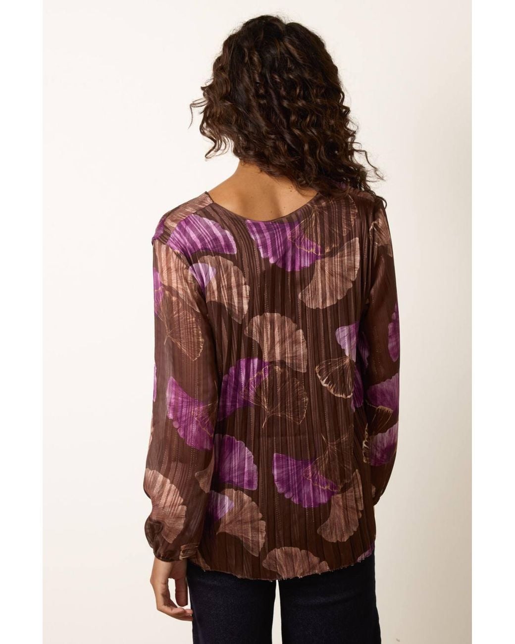 Blue Vanilla Red Long Sleeve V-Neck Blouse