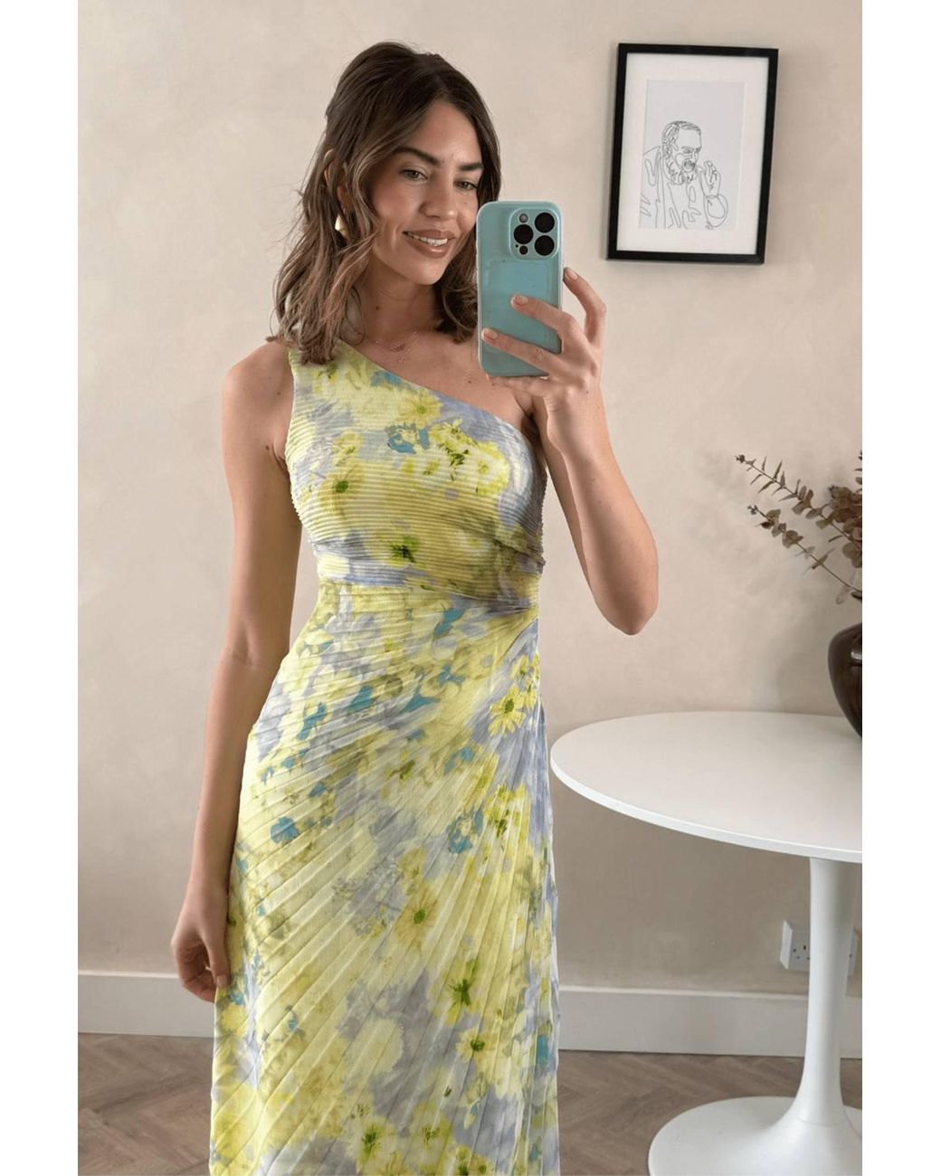 Style Cheat Green Marley Foral Asymmetric Pleated Maxi Dress