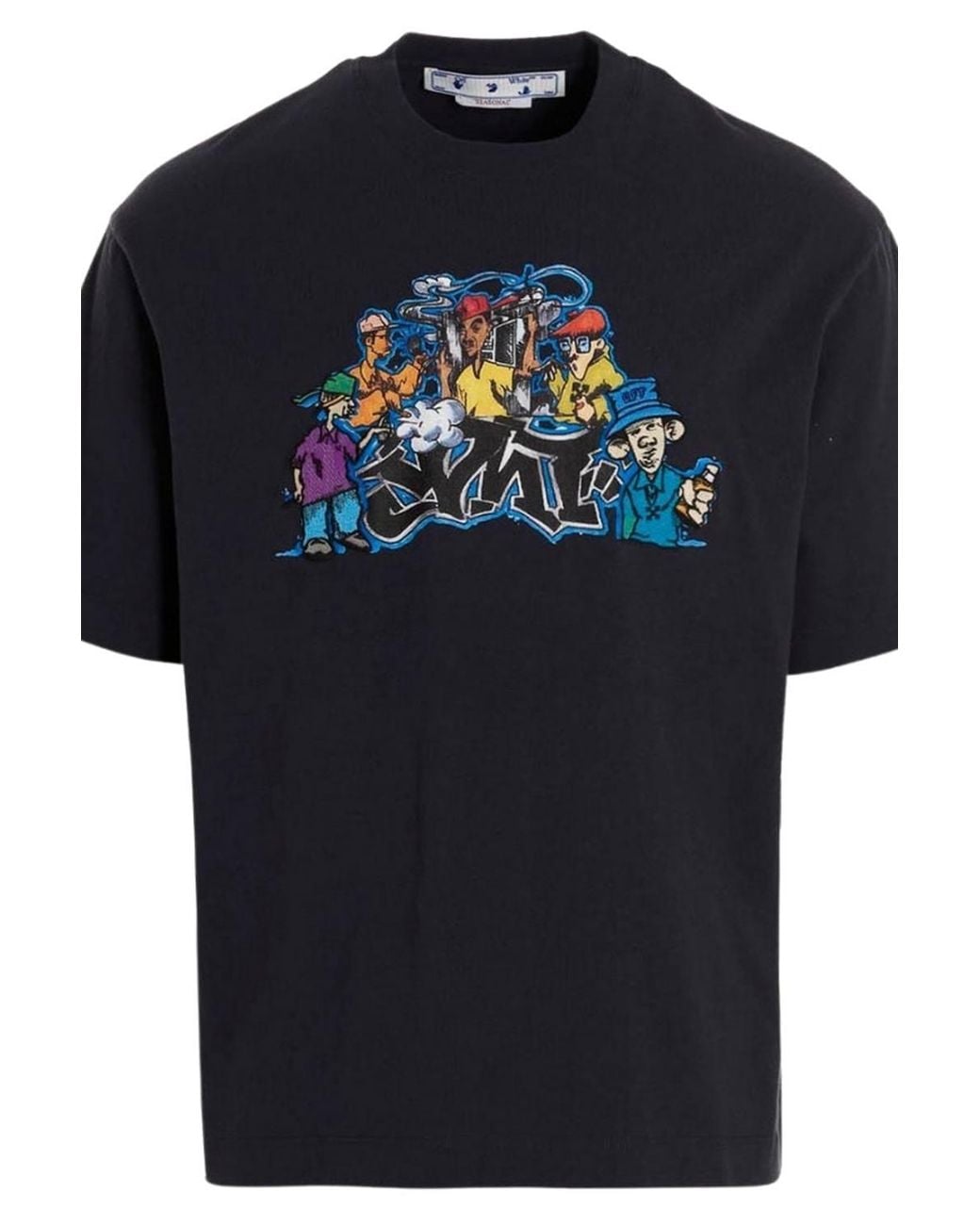 Off-White c/o Virgil Abloh Black Graff Pupp Over Skate Short Sleeve T-Shirt for men