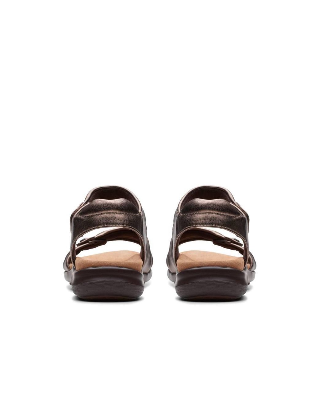 Clarks Brown Kitly Ave Bronze Leather Flat Sandals
