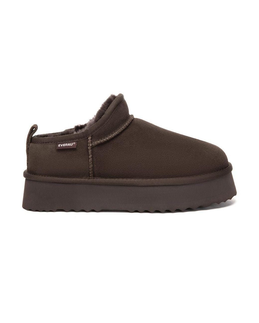 EverAu Australia Brown Real Sheepskin Partridge Classic Ultra Mini Platform Boots With Eva Sole
