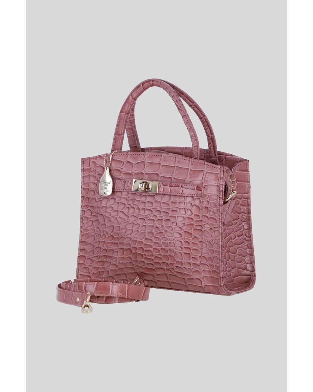 Ashwood Leather Pink Genuine Leather Structured Handbag With Detachable Crossbody Strap