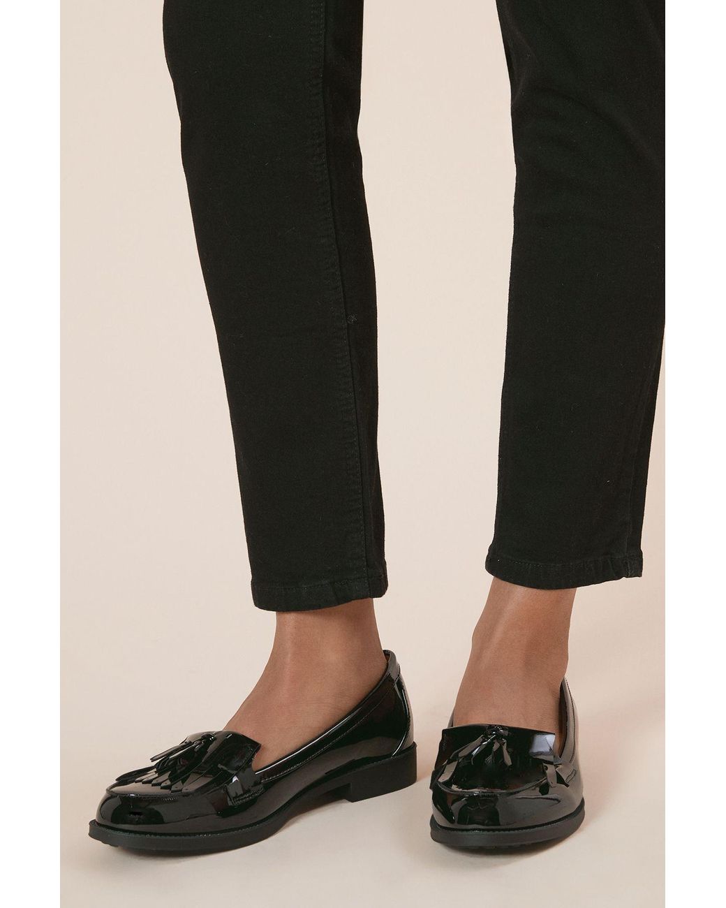 Dorothy Perkins Black Wide Fit Leigh Fringe Loafers
