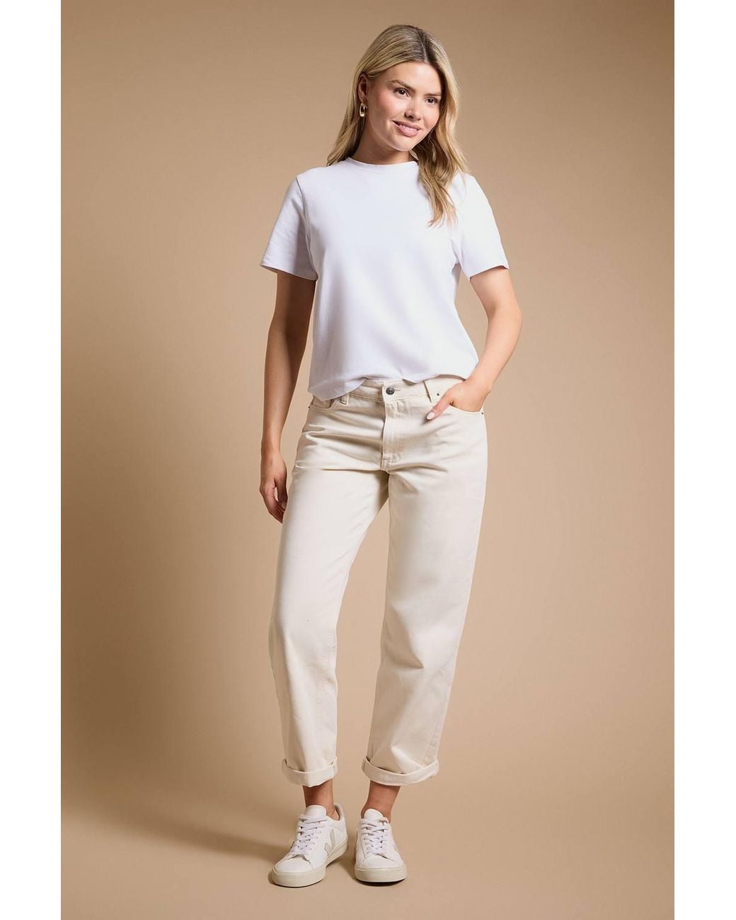 Dorothy Perkins Natural Boyfriends Ankle Grazer Fold Up Jeans