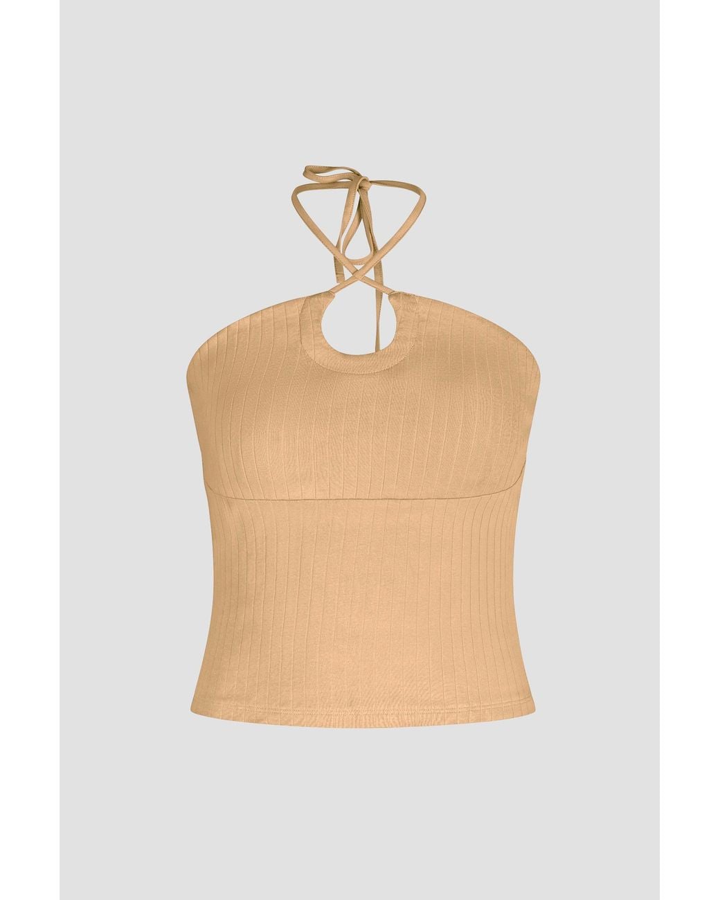 Enorsia Blue Halter Neck Ribbed Cami Vest Top