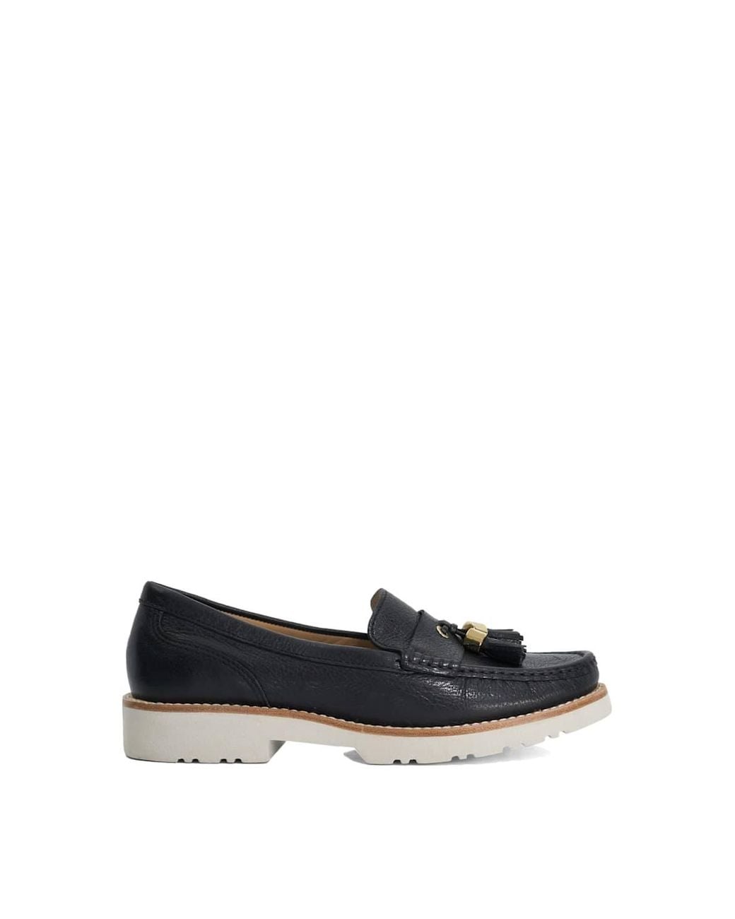 Dune Black Wide Fit 'Gwen' Leather Loafers