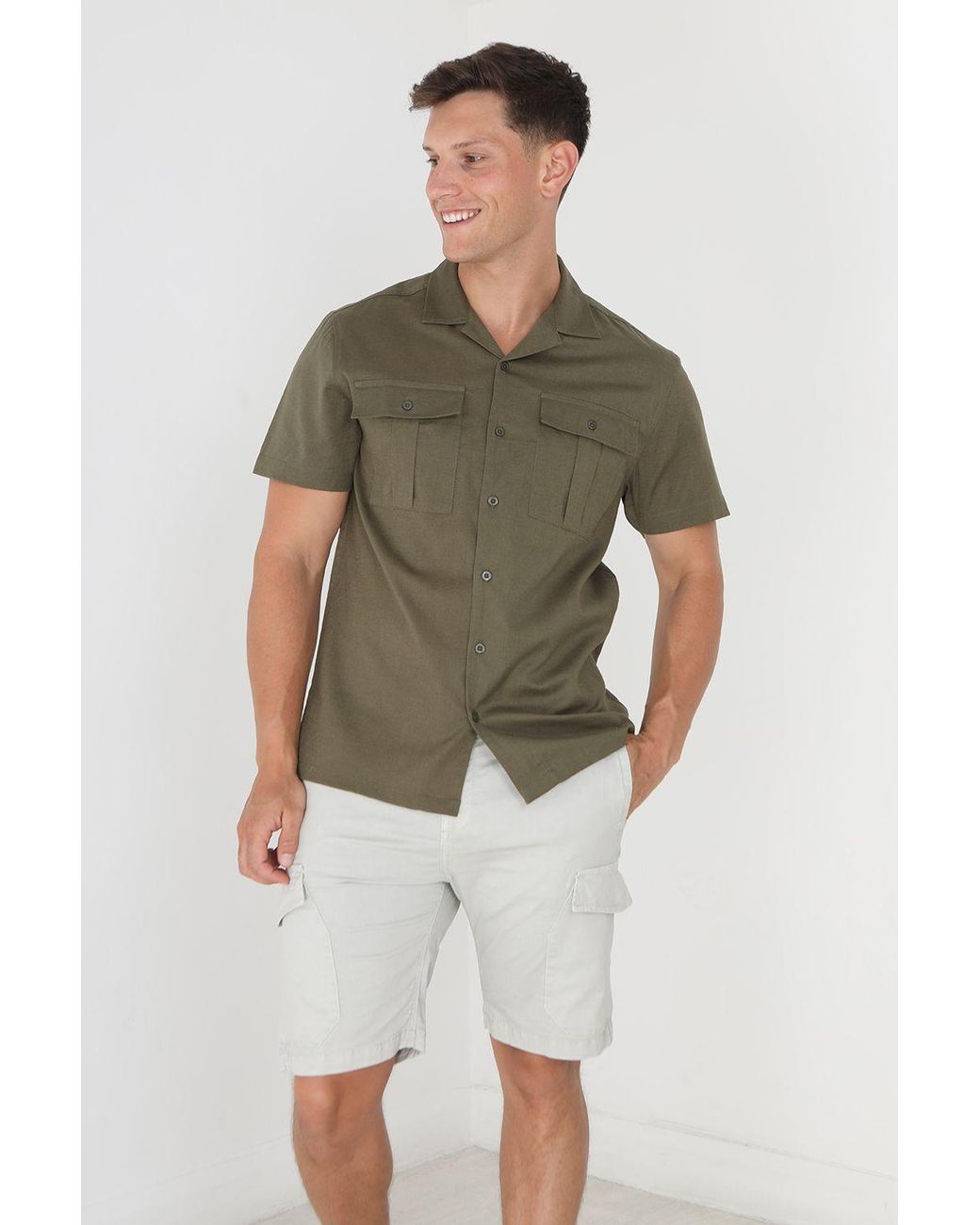 Brave Soul Green Short Sleeve Shirt for men