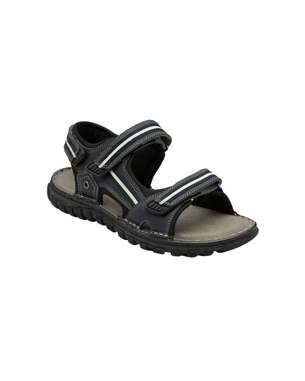 Lotus Black 'Gus' Leather Strap Sandals for men