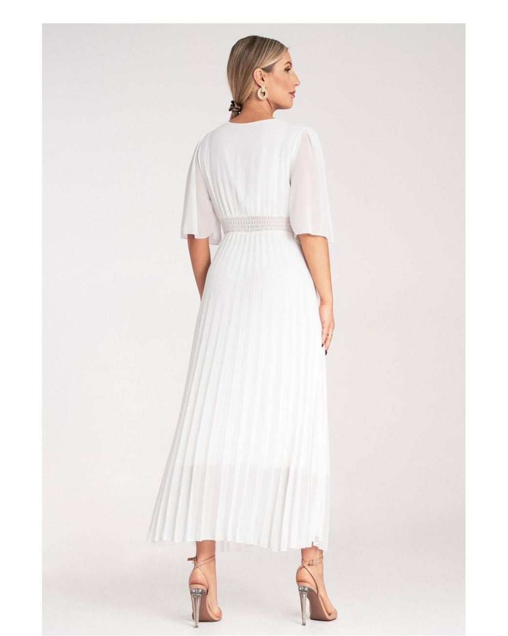Love Lace White Viscose V-Neck Short Sleeve Maxi Dress
