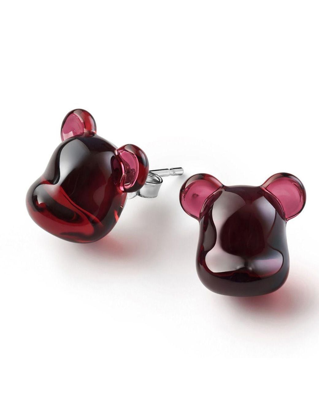 Baccarat Red Bearbrick Stud Earrings, & Crystal, Pair 2814124