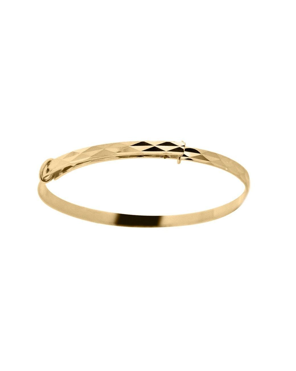 Jewelco London Metallic 9Ct Engine Turned Argyle Expandable 2Mm Baby Bangle Bracelet