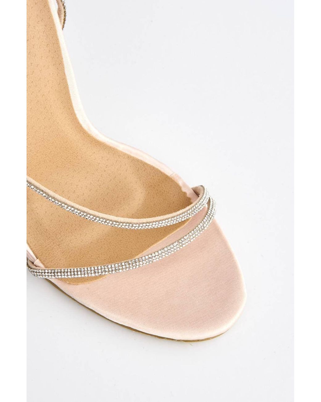 Miss Diva Natural Melilla Diamante Straps Anklestrap Heeled Sandals