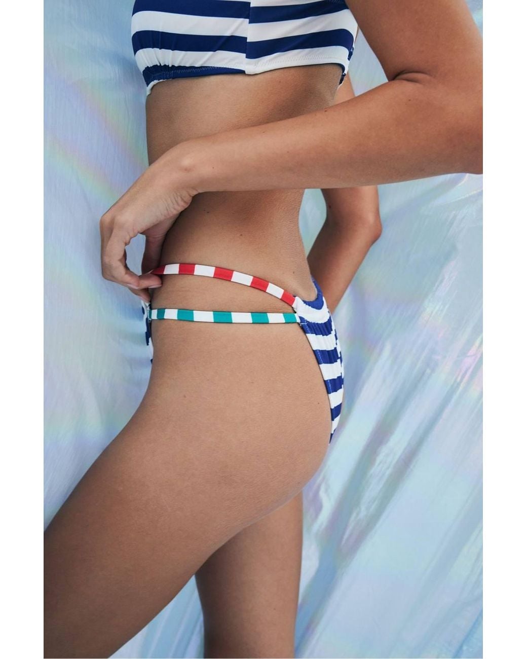 Penti Blue Napa Striped Super Bikini Bottom-Aysu Türkoğlu Collection
