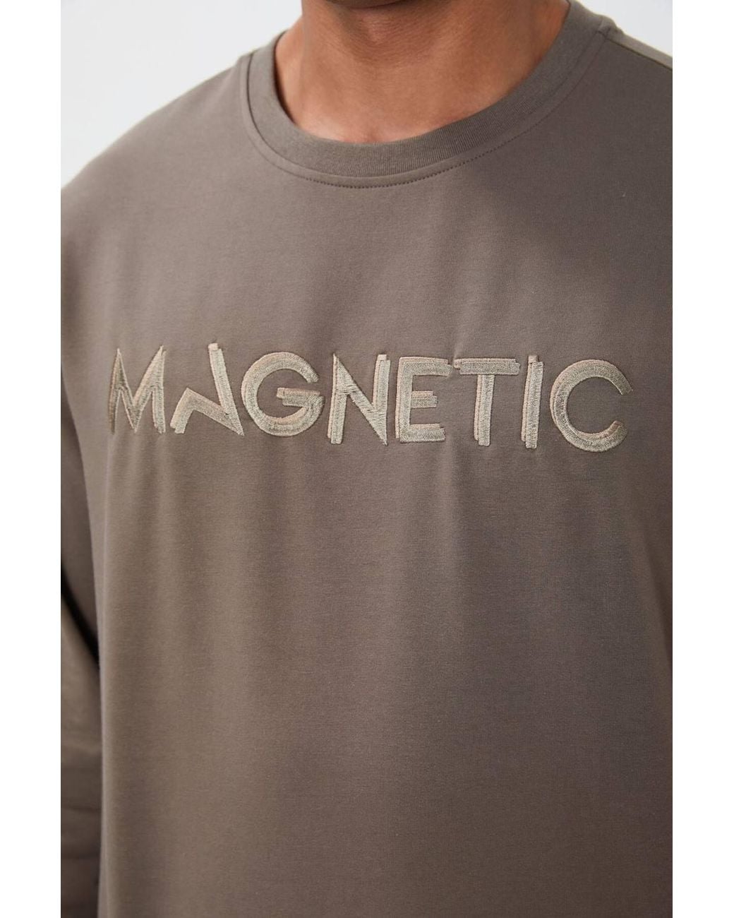 TOMMY LIFE Gray Printed Crew Neck Sweatshirt for men