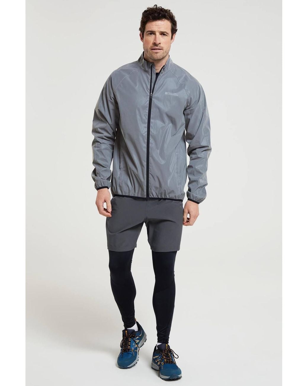 Mountain Warehouse Blue Breathable Water Resistant Long Sleeved 360 Reflective Zip Jacket for men