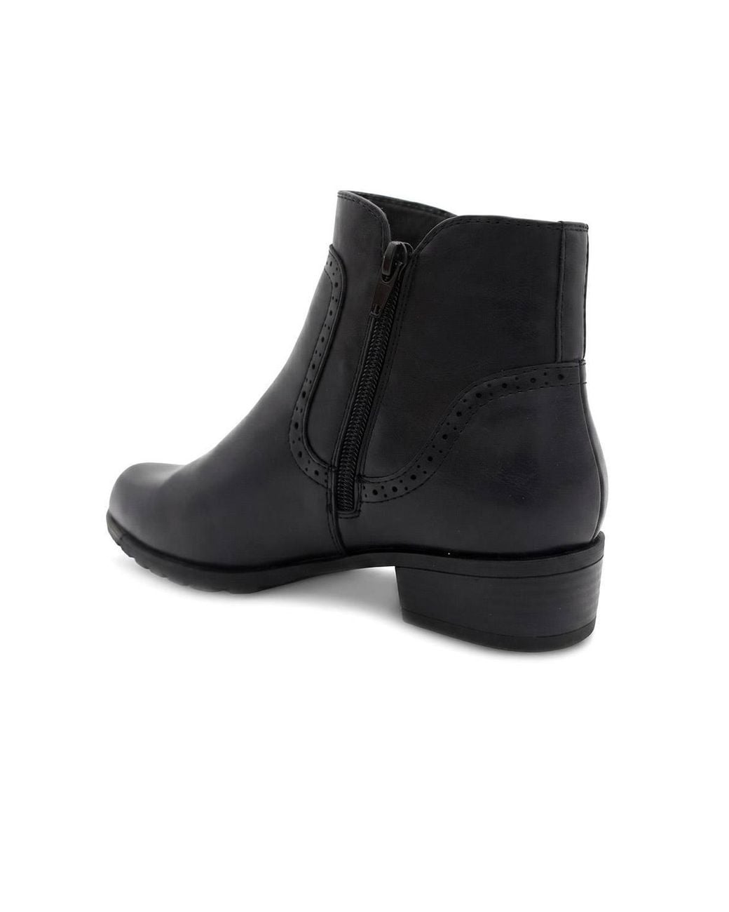 Pavers Black Zip Fasten Brogue Trim Ankle Boots