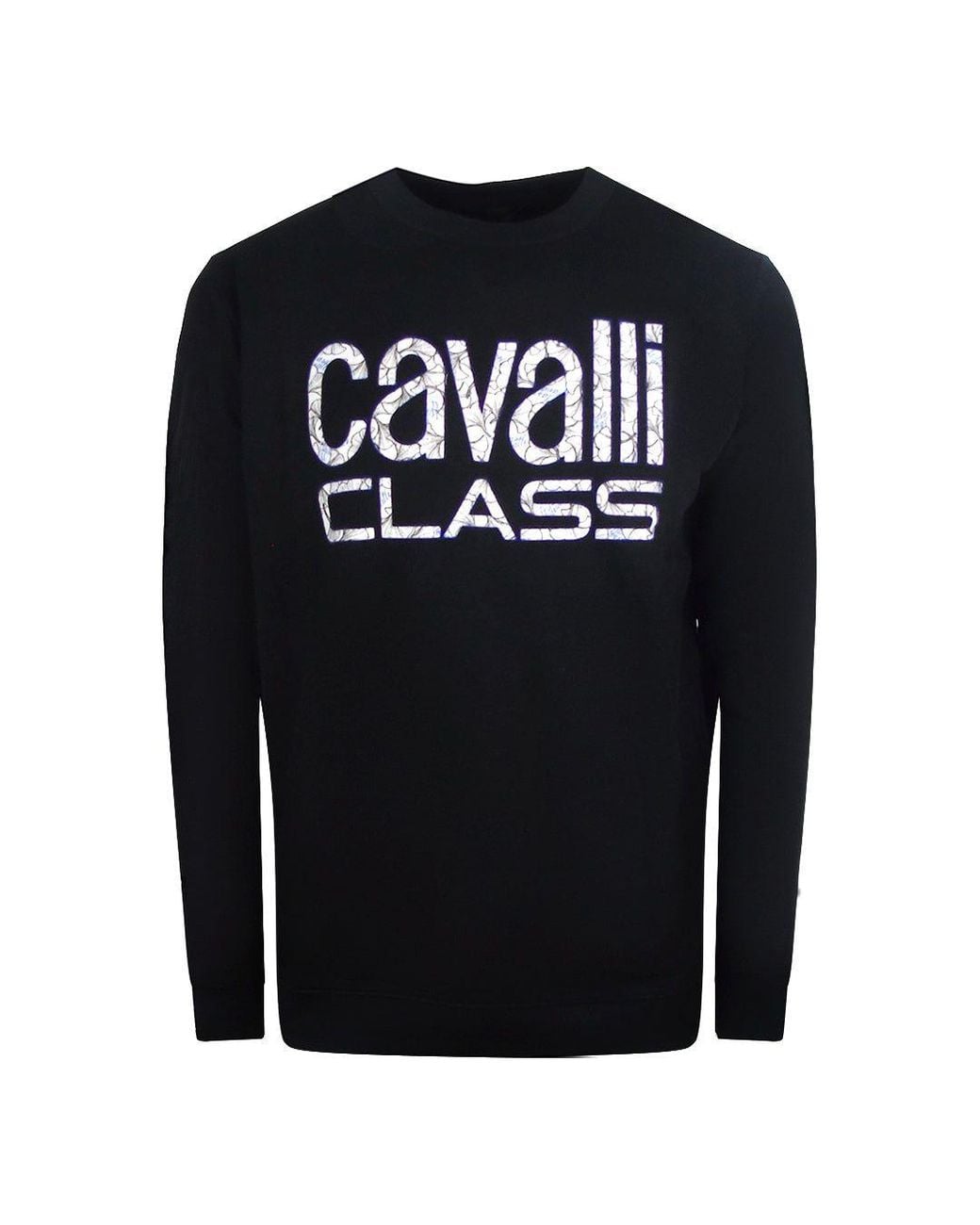 Roberto Cavalli Black Bold Floral Design Sweatshirt for men