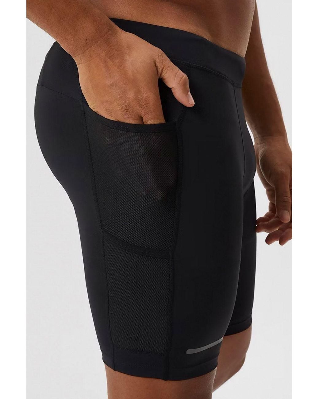 Björn Borg Black Running Short Tights With Reflective Strip for men